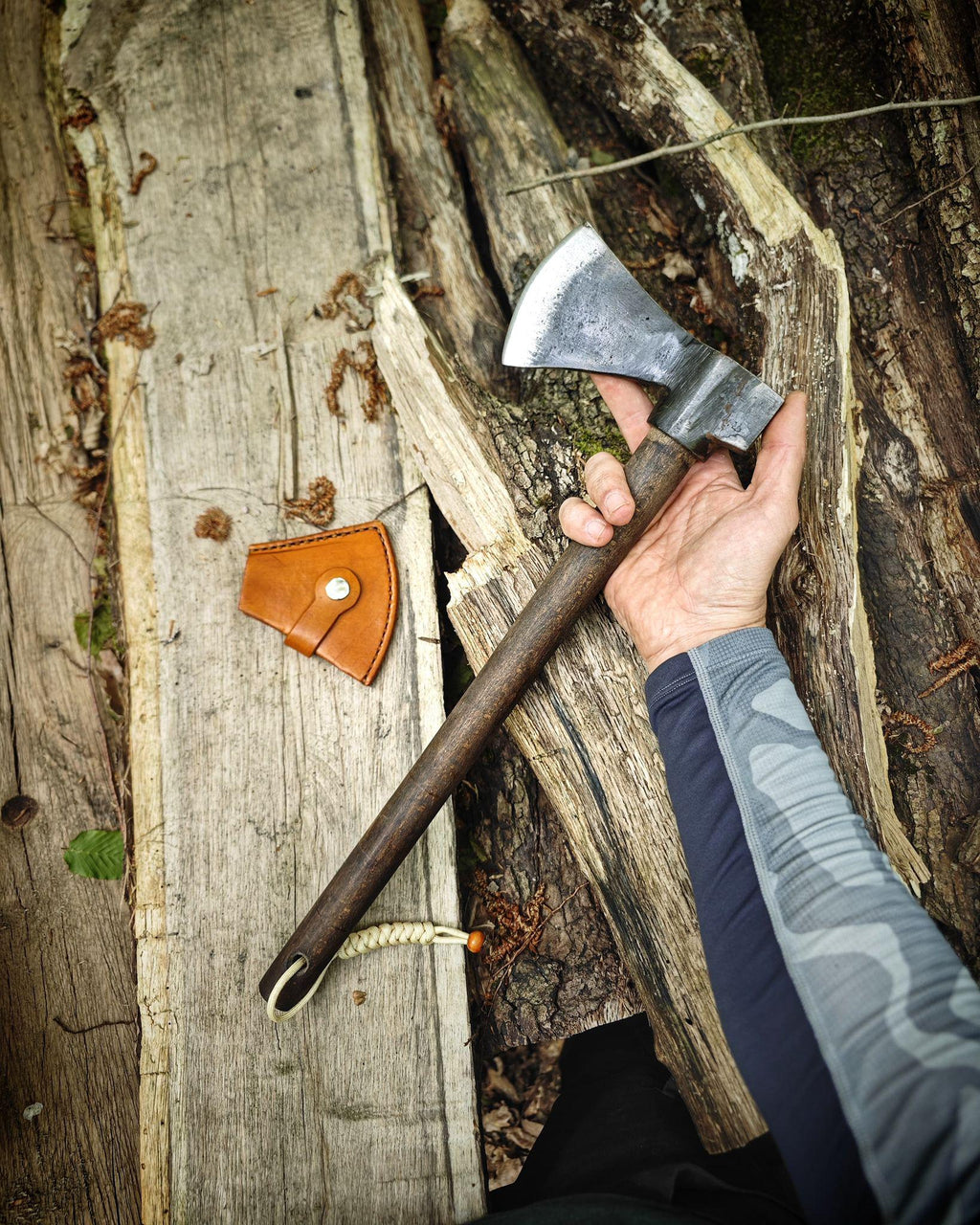 Handmade Leather Bushcraft Backpack – Includes Forged Axe, Swedish Stove with Pan, Canteen, Auger &amp; Folding Bow Saw