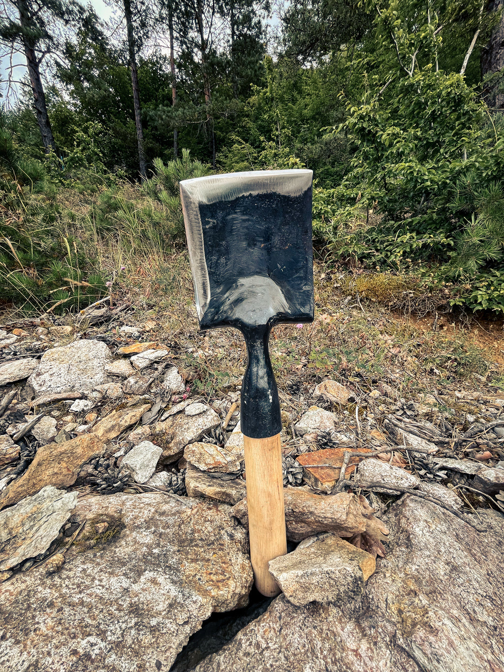 Hand Forged Compact Camping Shovel, Handmade Bushcraft Digging Tool, Small Outdoor Utility Shovel, Traditional Blacksmith Craft
