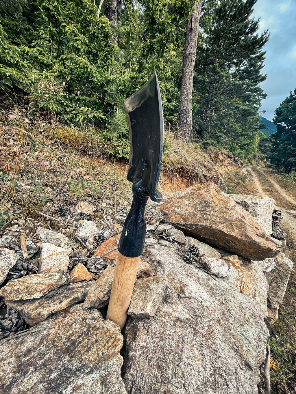 Hand Forged Compact Camping Shovel, Handmade Bushcraft Digging Tool, Small Outdoor Utility Shovel, Traditional Blacksmith Craft