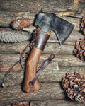 blacksmith hand forge small carving ax carpenter tool with leather sheath and canvas bag