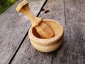 Natural Wood Mortar and Pestle Set - Perfect for Crushing Garlic and Making Sauces Handcrafted Wooden Mortar and Pestle Set