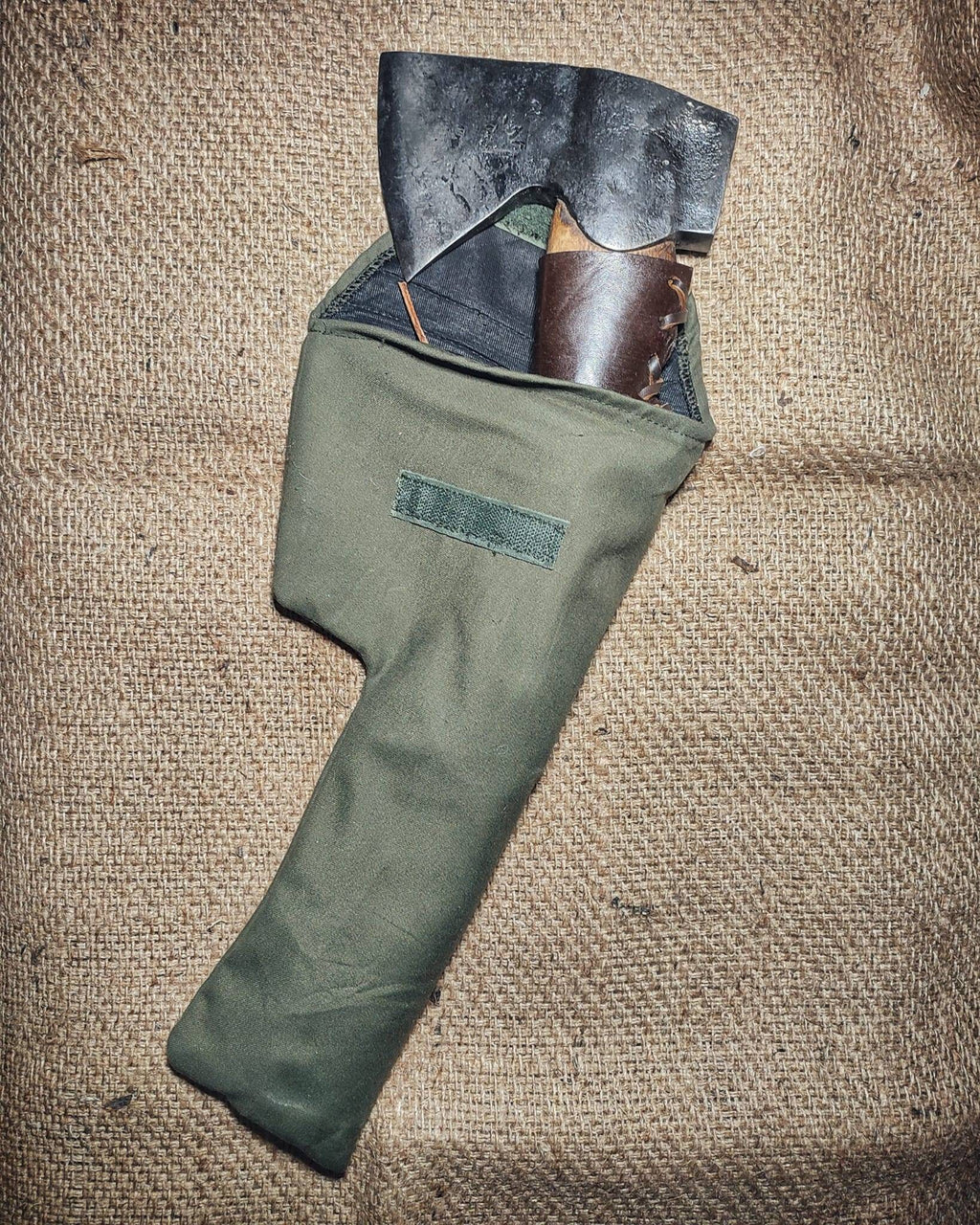blacksmith hand forge small carving ax carpenter tool with leather sheath and canvas bag