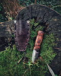 hand forge carboon steel blacksmith tactical primitive neck knife with leather sheath