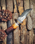 Handmade Carbon Steel Knife with Deer Antler Handle and Engraved Blade Knife
