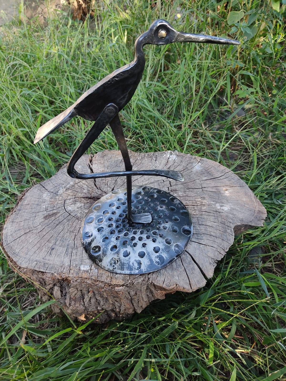 Blacksmith hand forged bird sculpture