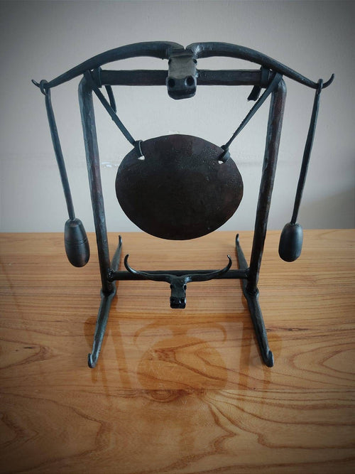 Blacksmith hand forged carbon steel gong healing gong temple gong