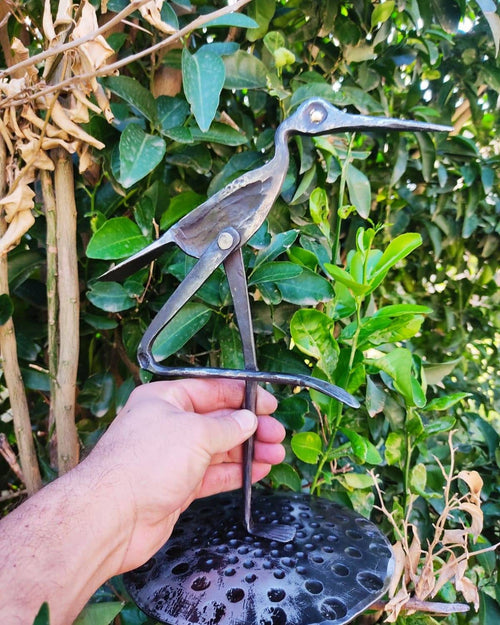 Blacksmith hand forged bird sculpture