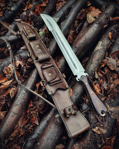 Bushcraft Survival Forest Knife with Back Sling and Leather Sheath Your helper in nature