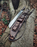 Bushcraft Survival Forest Knife with Back Sling and Leather Sheath Your helper in nature