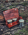 Spice Set with Genuine Leather Wrapped Small Glass Jars - 2 Pieces