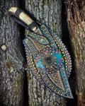 Custom handmade hand forged blacksmith artisan primitive knife with leather sheath bushcraft knife blacksmith art