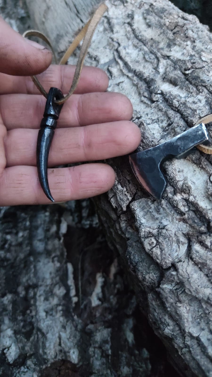 Steel Handcrafted Necklaces with Wolf Tooth and Ax Figures: The Secret of Luck and Happiness Lies in Ancient Techniques