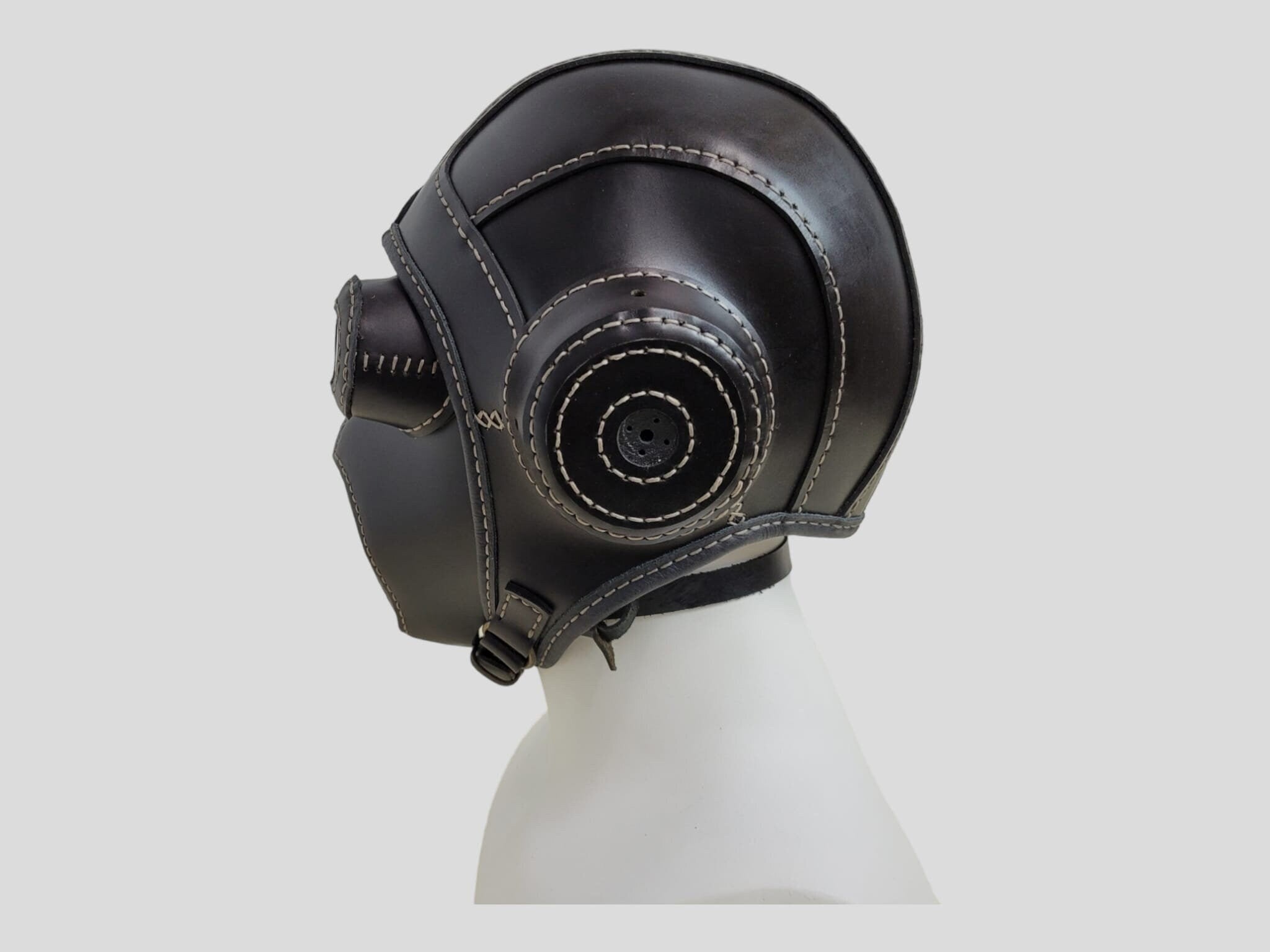 Handmade Leather Motorcycle Helmet, Mouthguard, and Goggles Set - Unique Masks for Cosplay and Parties