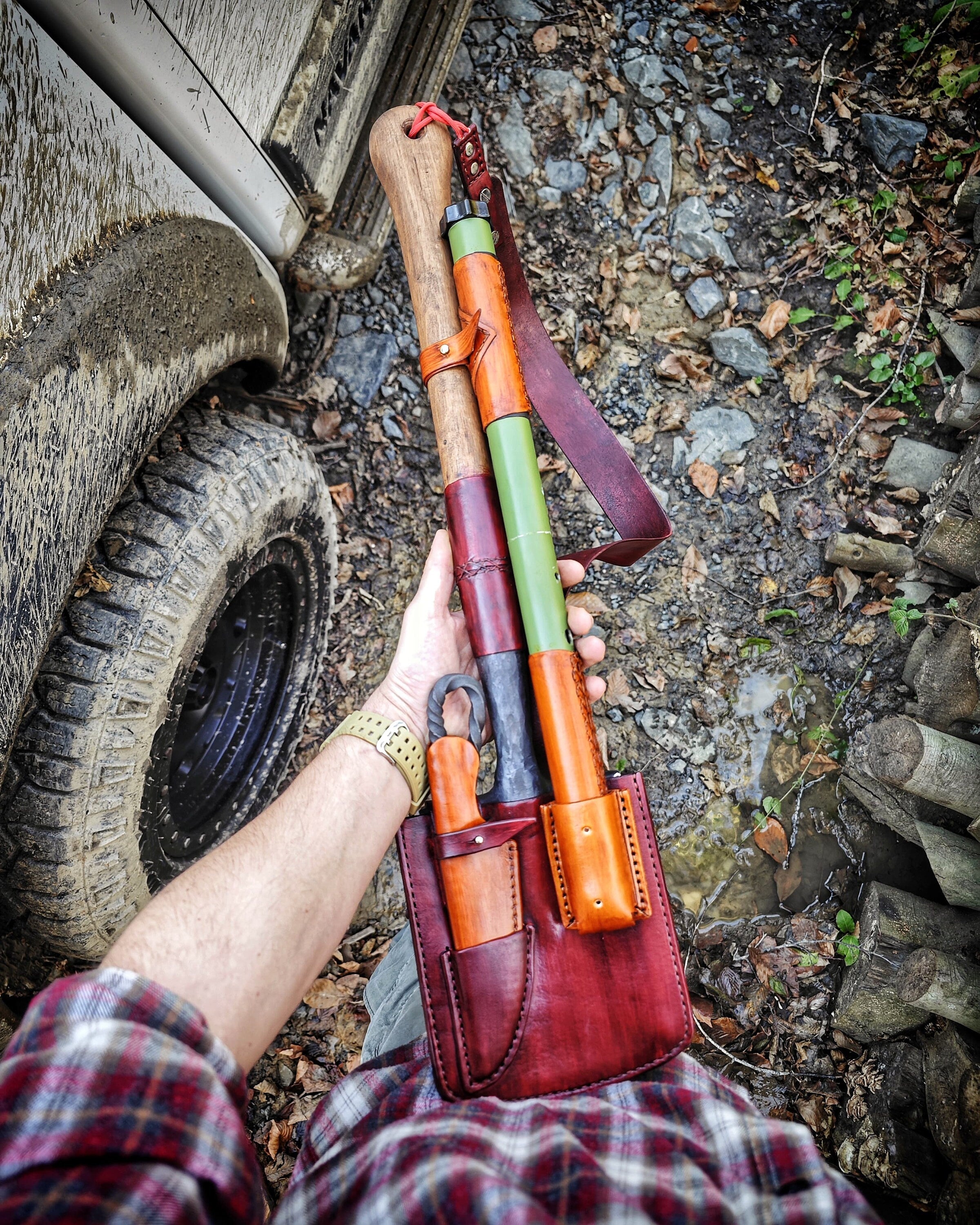 Survival Set In Your Struggle for Survival, Your New Best Friend, Tactical Shovel, Blacksmith Bushraft Knife and Portable Bowsaw All in One