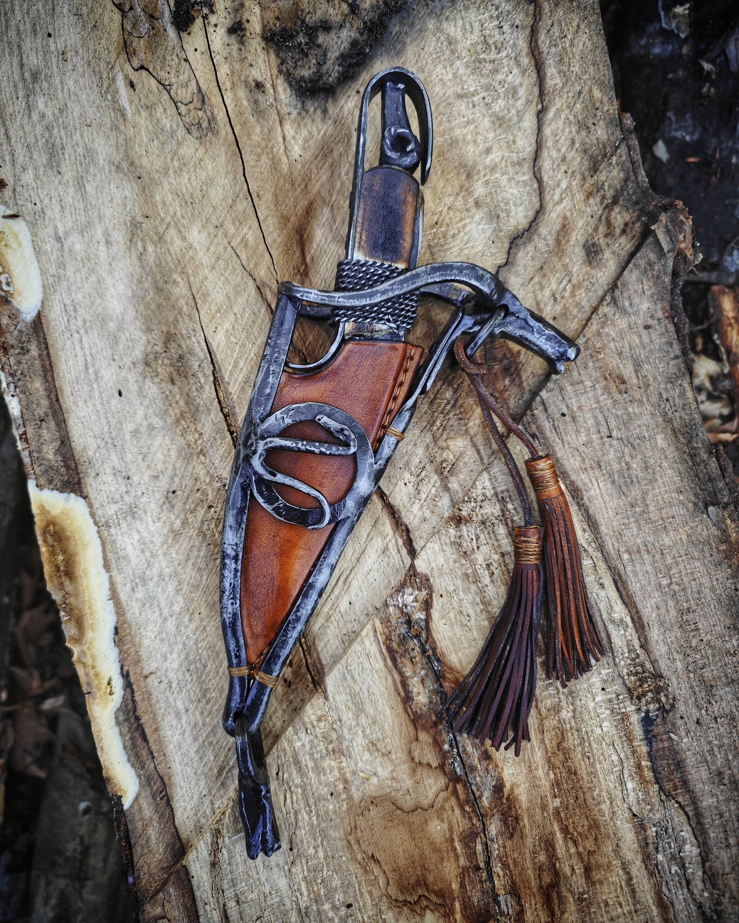 Breath of Ancient Souls: The Legendary Knife with Ram's Head and Serpent Talisman Custom Carbon Knife