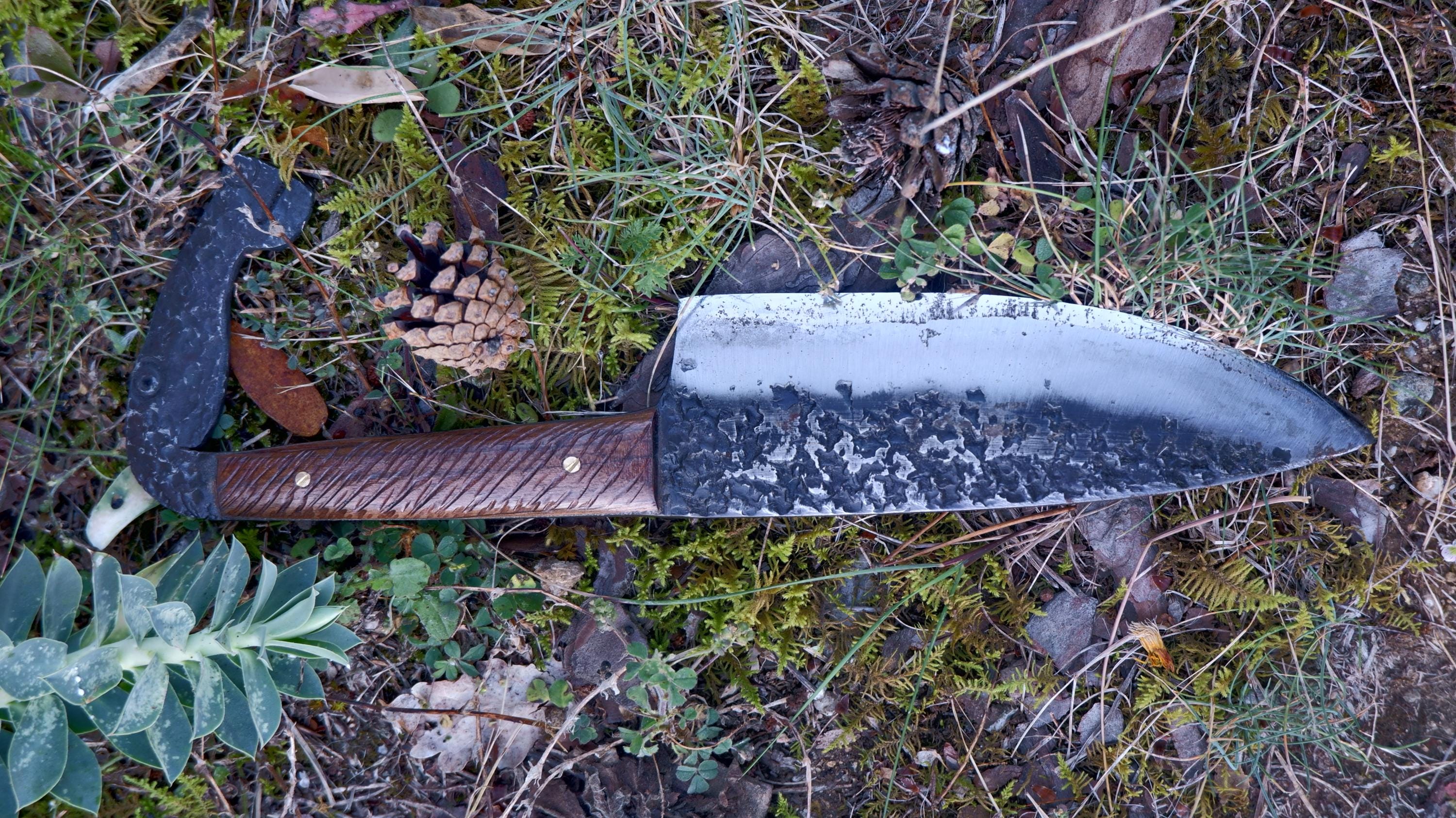 Primitive blacksmith hand forged horse headed custom knife
