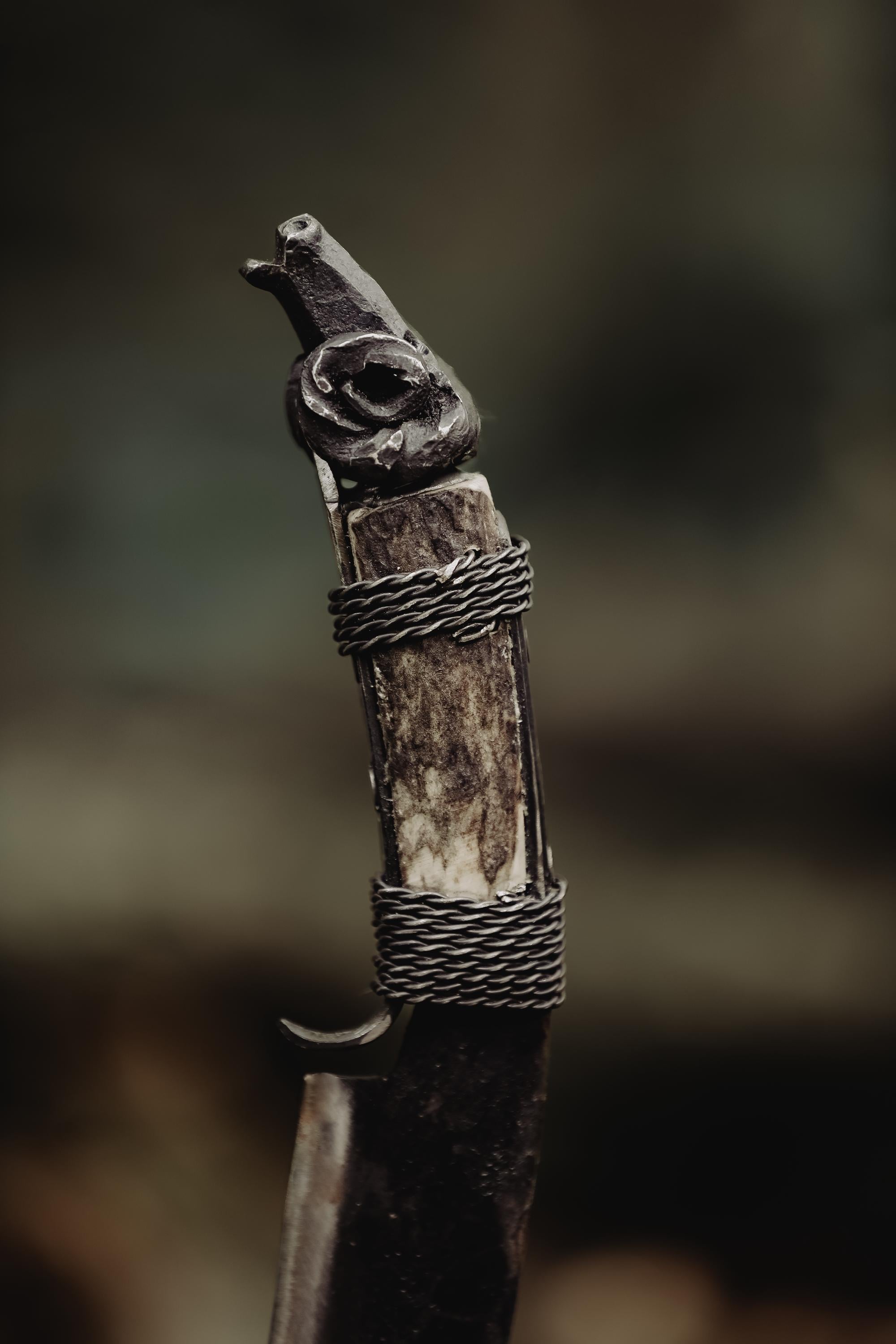 Blacksmith hand forged handmade custom carbon steel romanian expert soldier knife