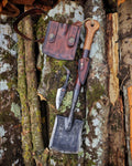 Hand-Forged Bushcraft Kit – Raven Knife Carbon Steel Survival Shovel with Leather Carry Set – Perfect for Camping &amp; Emergency Gear